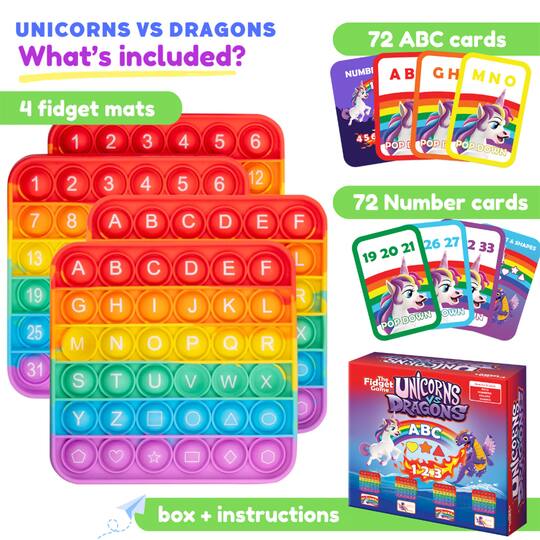 The Fidget Game Unicorns vs Dragons Educational Game Set